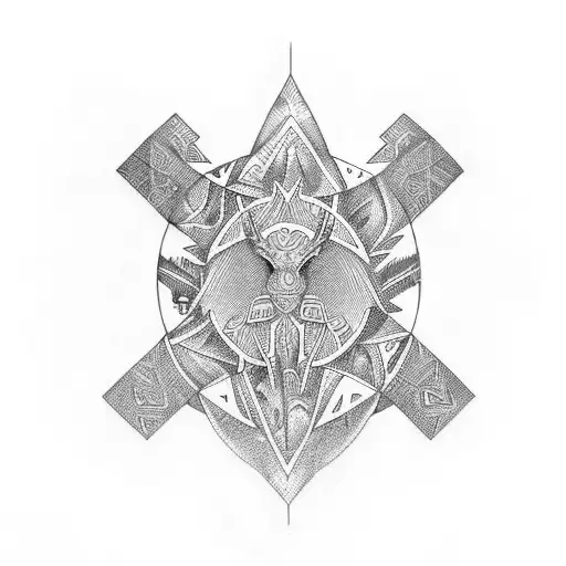 African tribal-inspired technology symbols for forearm tattoo design idea