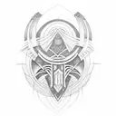 African tribal-inspired technology symbols for forearm tattoo design idea