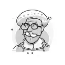 Retirement-themed comedy scene with technology elements tattoo design idea