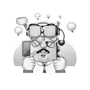 Retirement-themed comedy scene with technology elements tattoo design idea