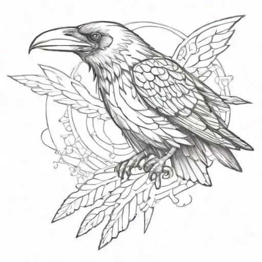 three eyed raven flying tattoo design idea