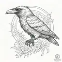 three eyed raven flying tattoo design idea
