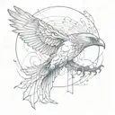 three eyed raven flying tattoo design idea