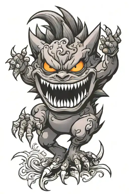Alakazam Gengar Japanese style tattoo tattoo design idea