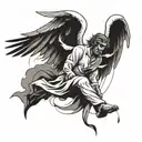 falling angel man tattoo design idea
