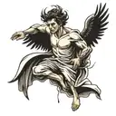 falling angel man tattoo design idea