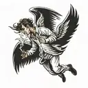 falling angel man tattoo design idea