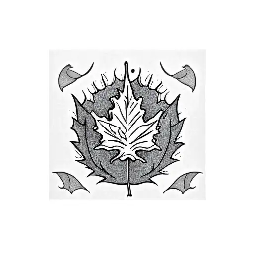 thistle with maple leaf tattoo design idea