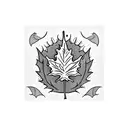 thistle with maple leaf tattoo design idea