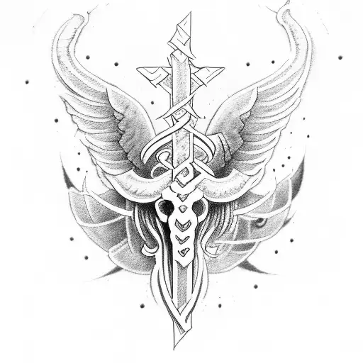 caduceus combined with Christian Cross tattoo design idea