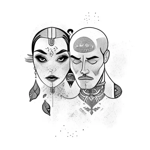 Primo & Isla Line Art tattoo design idea