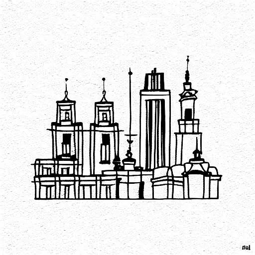 poland architecture scenery tattoo design idea