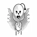 Old lamp with a ghost trapped inside tattoo design idea