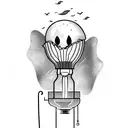 Old lamp with a ghost trapped inside tattoo design idea