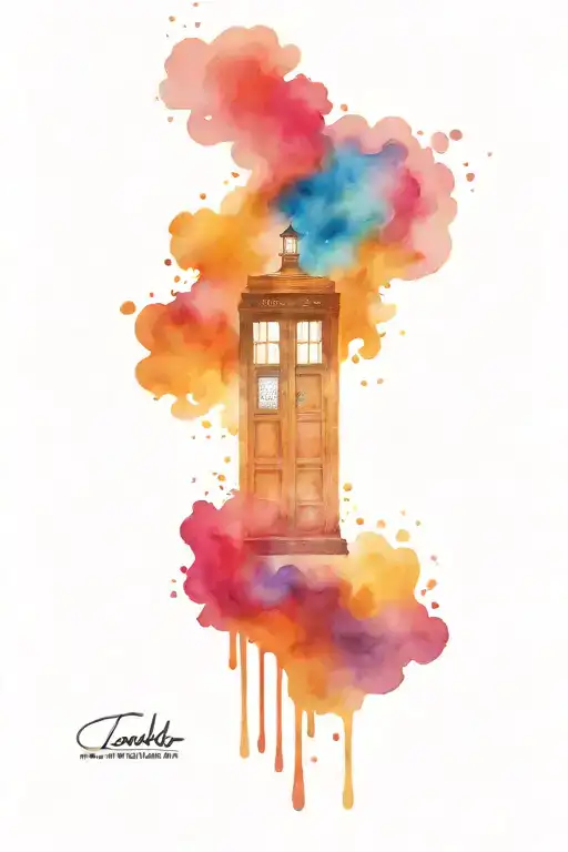 tardis flying tattoo design idea