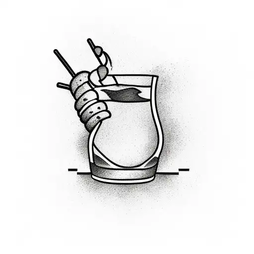 A minimalist tattoo of a cocktail glass with a twist, representing the client's love for drinking and partying. tattoo design idea