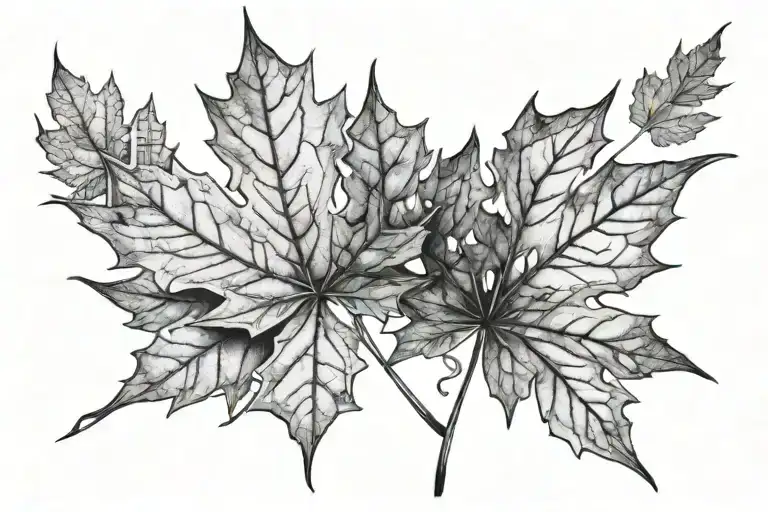 maple leaf turning into city skyline tattoo design idea
