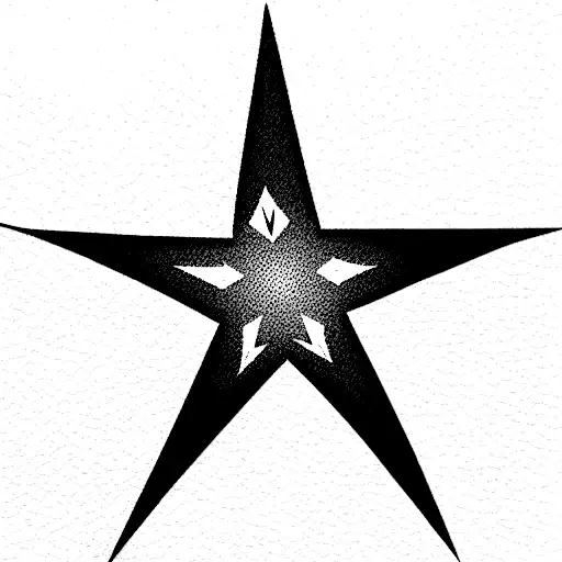 regular four-pointed star; thin lines; points tattoo design idea