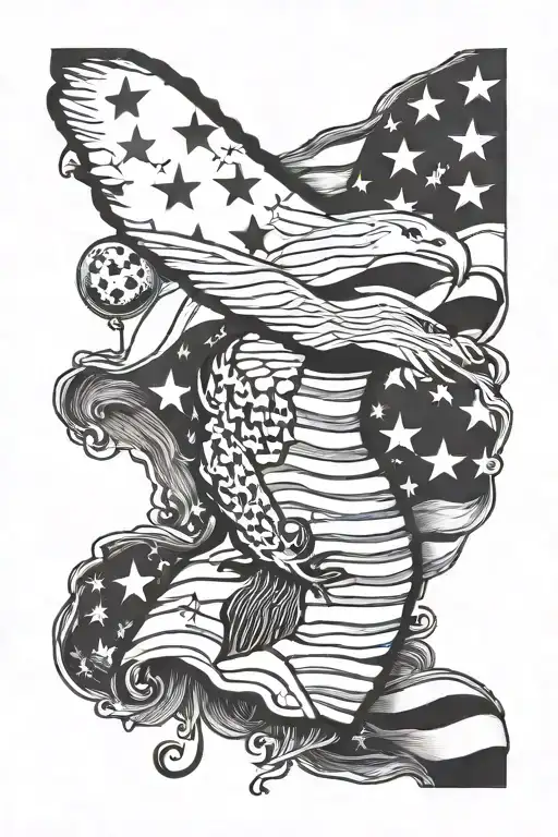 patriotic arm sleeve tattoo design idea