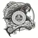 Combine elements of Naruto, Sasuke, and Obito in a reaper death seal design tattoo design idea