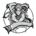 Combine elements of Naruto, Sasuke, and Obito in a reaper death seal design tattoo design idea