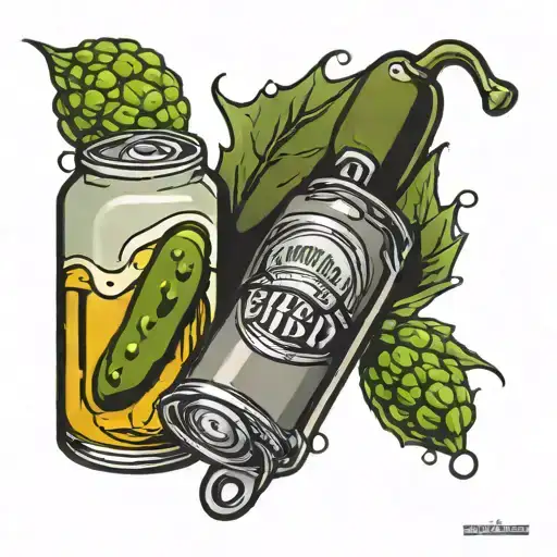 beer can and pickle tattoo design idea