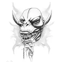 cyberpunk demon smoking a cigarette tattoo design idea