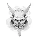 cyberpunk demon smoking a cigarette tattoo design idea