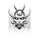 cyberpunk demon smoking a cigarette tattoo design idea