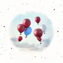 Floating red balloons in a cloudy sky tattoo design idea