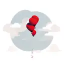 Floating red balloons in a cloudy sky tattoo design idea