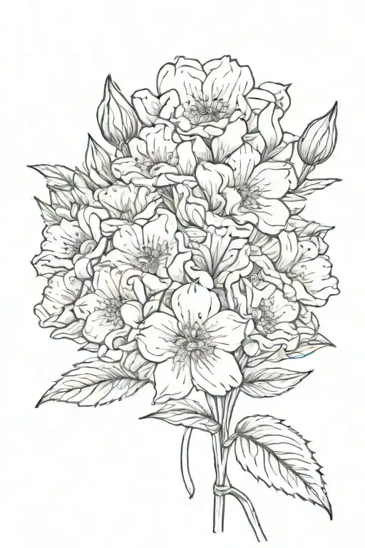 February, March, may, August, September, October, November birth flower tattoo design idea