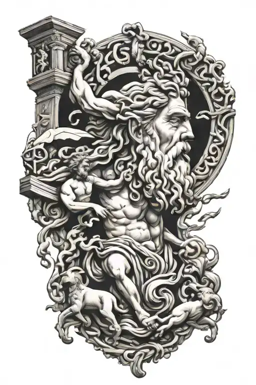 Zeus and the gods Olympus tattoo design idea
