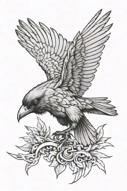 aggressive ancient ages colourful crow tattoo tattoo design idea