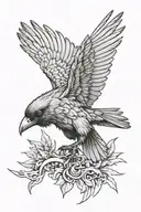 aggressive ancient ages colourful crow tattoo tattoo design idea