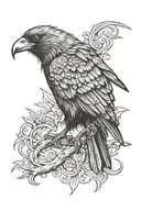 aggressive ancient ages colourful crow tattoo tattoo design idea