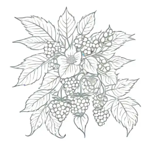 a strawberry, blueberry, and raspberry vine, with added blossoms and more berries tattoo design idea