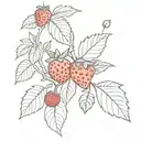 a strawberry, blueberry, and raspberry vine, with added blossoms and more berries tattoo design idea
