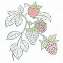 a strawberry, blueberry, and raspberry vine, with added blossoms and more berries tattoo design idea