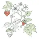 a strawberry, blueberry, and raspberry vine, with added blossoms and more berries tattoo design idea