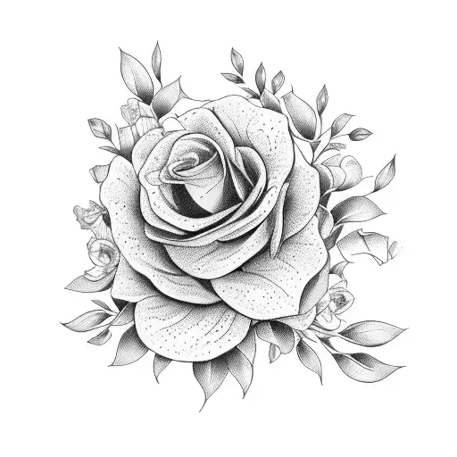 Bouquet of birth flowers with stems for the months of December,October, march,and may tattoo design idea