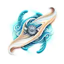 beach with waves  tattoo design idea