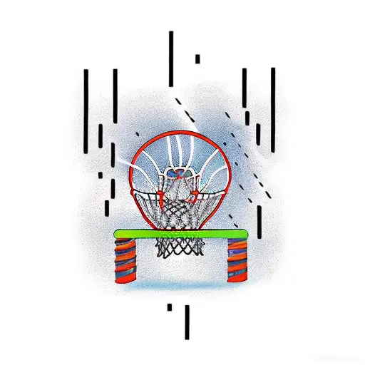 A basketball hoop made of piano keys tattoo design idea