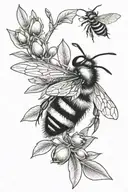 olive branch with bumble bee tattoo design idea