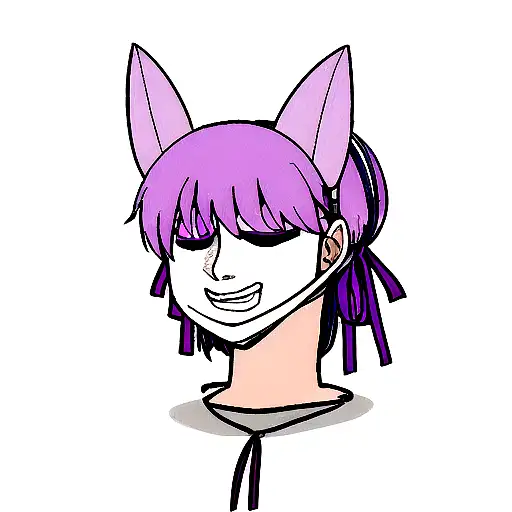 Laugh Now Cry Later Masks with A Purple ribbon going down the Middle that says Pain and Strength  tattoo design idea