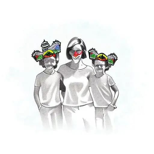 england, mother daughter and son, vacation, memories tattoo design idea