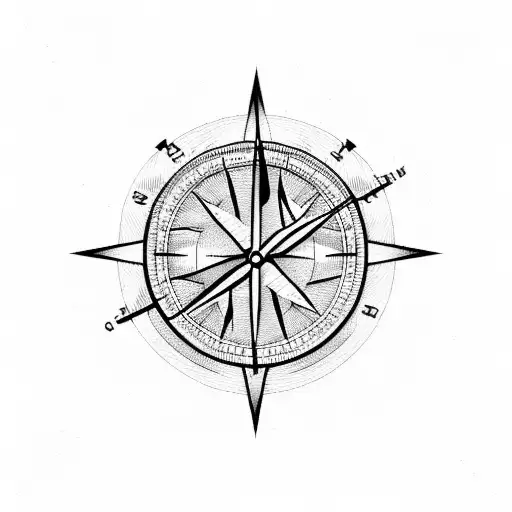 mountain range with a compass in the background tattoo design idea