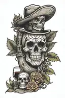 Grateful Dead, wine, agave, vols, ny yankees logo in the middle tattoo design idea
