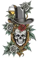 Grateful Dead, wine, agave, vols, ny yankees logo in the middle tattoo design idea