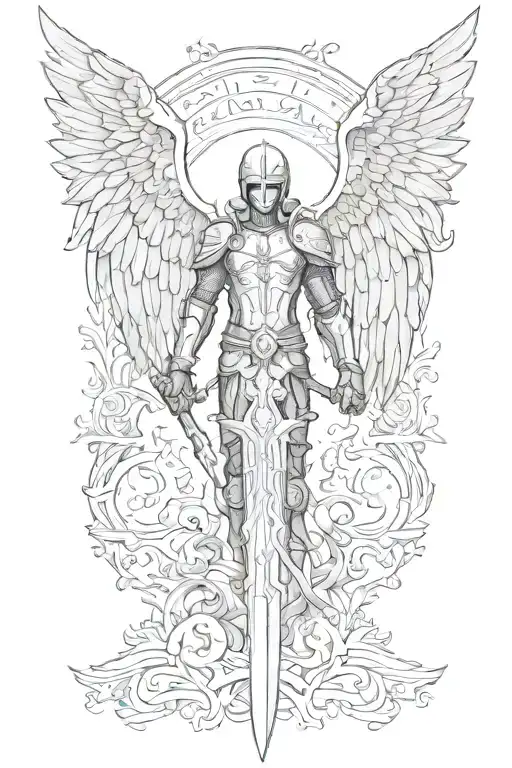 Archangel Michael sword tattoo design idea